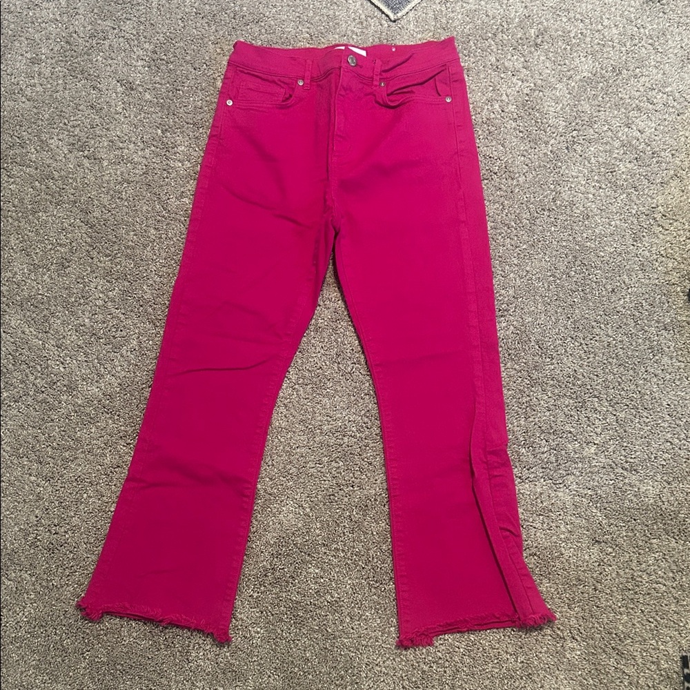 LOFT Kick Crop Pink Jeans